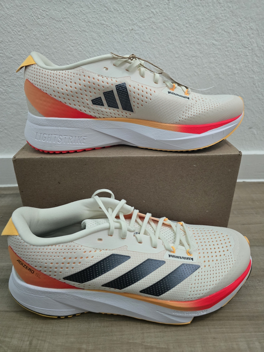 adidas Adizero SL Cream Running Shoes with Neon Orange and Pink Gradient Accents